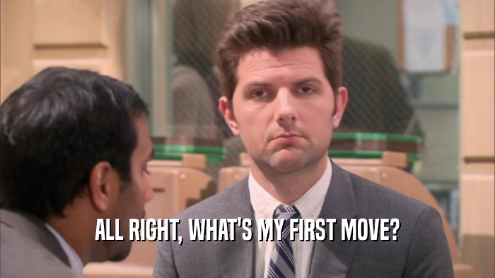 ALL RIGHT, WHAT'S MY FIRST MOVE?  