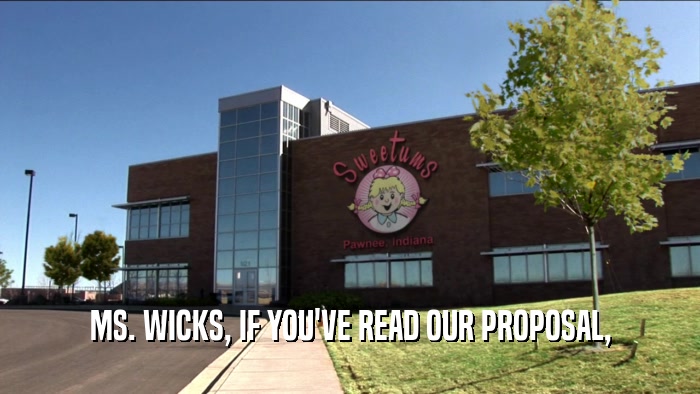 MS. WICKS, IF YOU'VE READ OUR PROPOSAL,  