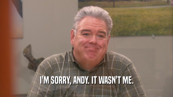 I'M SORRY, ANDY. IT WASN'T ME.  