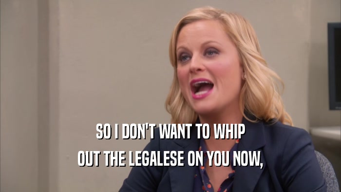 SO I DON'T WANT TO WHIP OUT THE LEGALESE ON YOU NOW, 