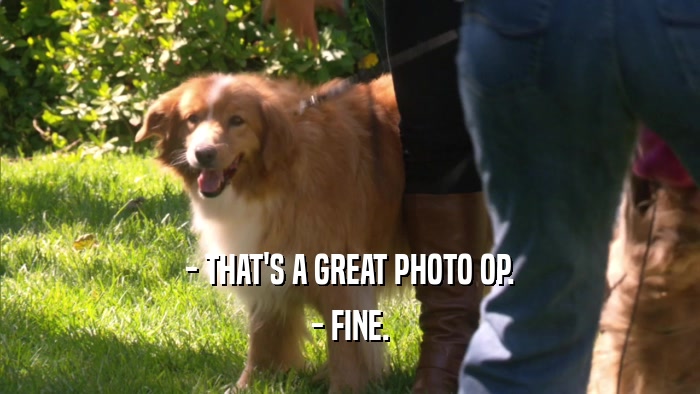 - THAT'S A GREAT PHOTO OP. - FINE. 
