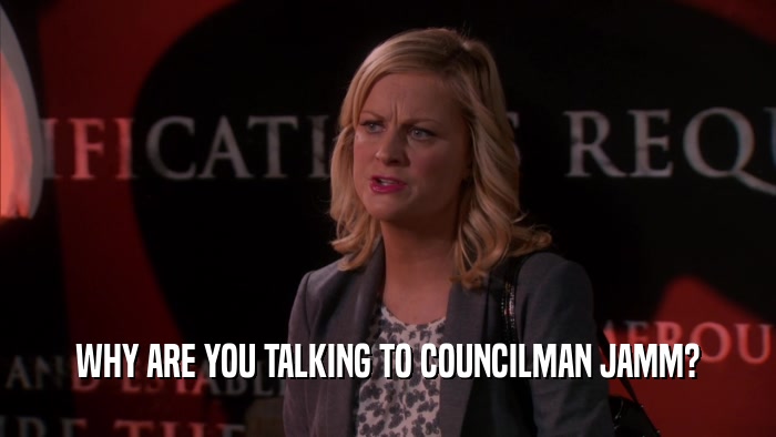 WHY ARE YOU TALKING TO COUNCILMAN JAMM?  