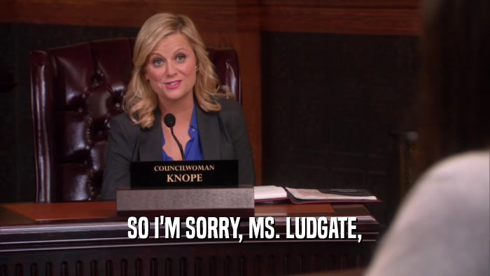 SO I'M SORRY, MS. LUDGATE,  