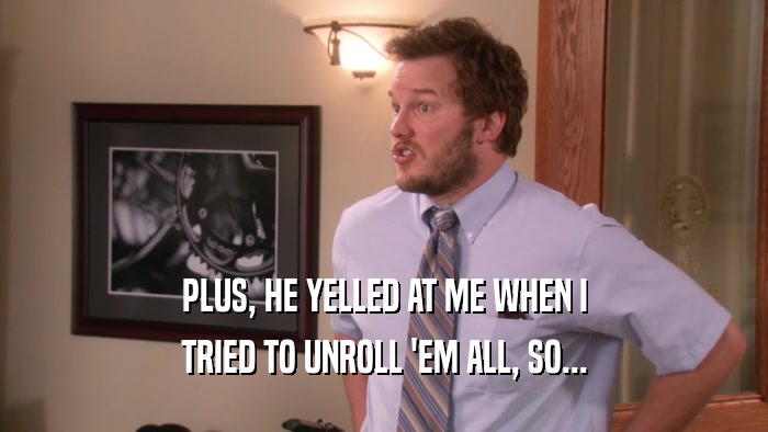 PLUS, HE YELLED AT ME WHEN I TRIED TO UNROLL 'EM ALL, SO... 