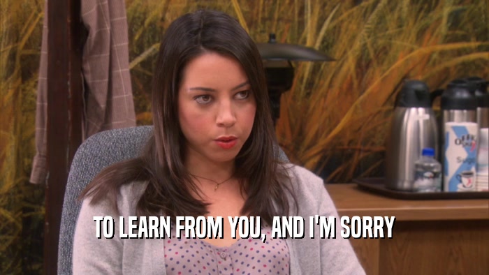 TO LEARN FROM YOU, AND I'M SORRY  