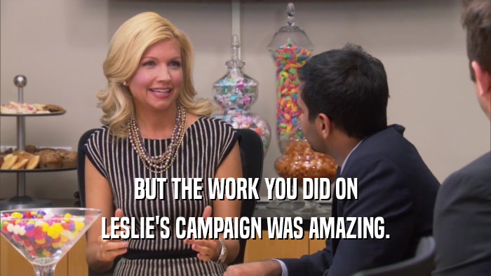 BUT THE WORK YOU DID ON LESLIE'S CAMPAIGN WAS AMAZING. 