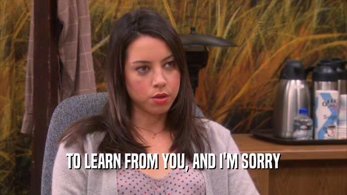 TO LEARN FROM YOU, AND I'M SORRY  