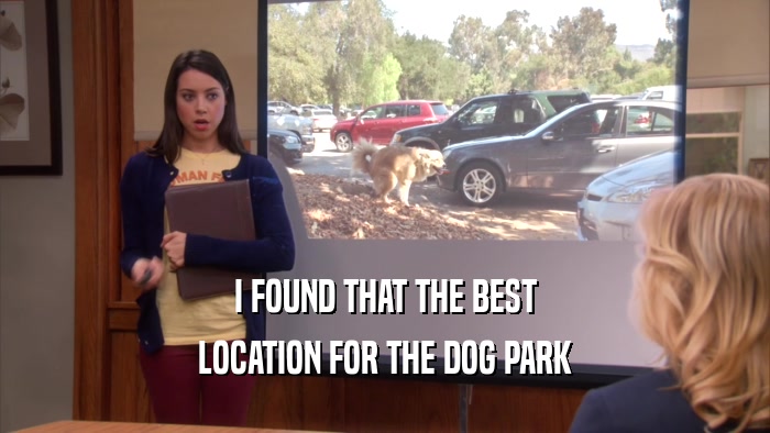 I FOUND THAT THE BEST LOCATION FOR THE DOG PARK 