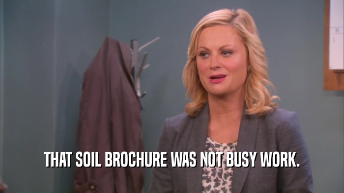THAT SOIL BROCHURE WAS NOT BUSY WORK.  