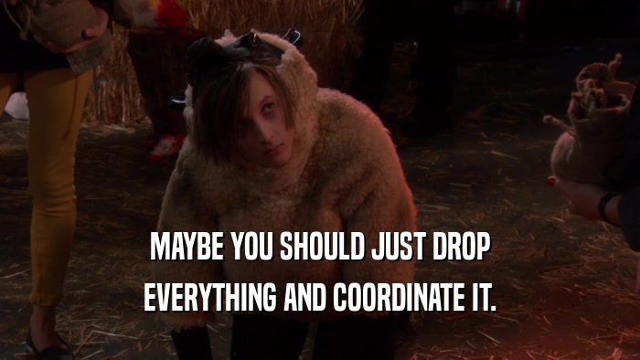 MAYBE YOU SHOULD JUST DROP EVERYTHING AND COORDINATE IT. 