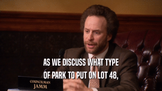 AS WE DISCUSS WHAT TYPE OF PARK TO PUT ON LOT 48, 
