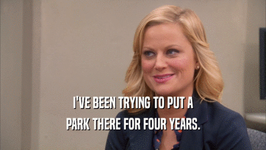 I'VE BEEN TRYING TO PUT A PARK THERE FOR FOUR YEARS. 