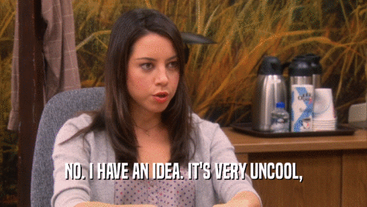 NO. I HAVE AN IDEA. IT'S VERY UNCOOL,  
