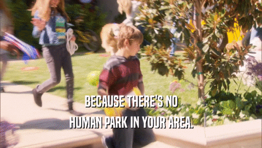 BECAUSE THERE'S NO HUMAN PARK IN YOUR AREA. 