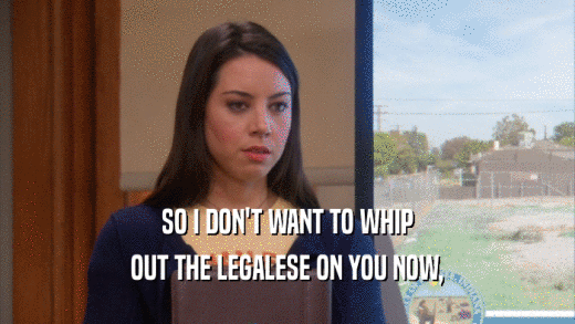 SO I DON'T WANT TO WHIP OUT THE LEGALESE ON YOU NOW, 