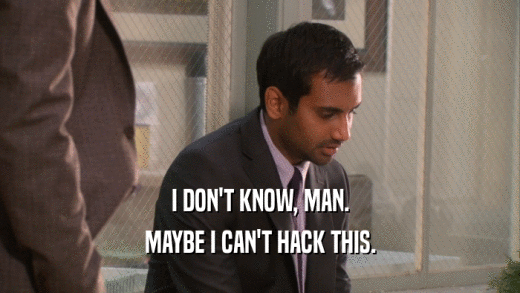 I DON'T KNOW, MAN. MAYBE I CAN'T HACK THIS. 