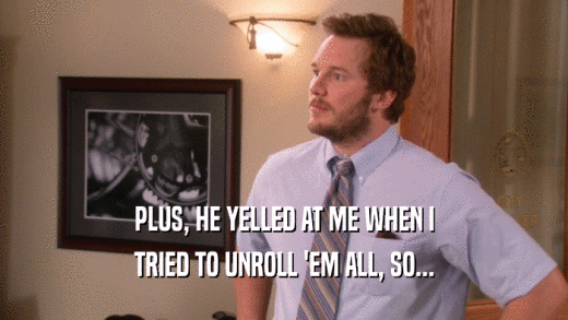 PLUS, HE YELLED AT ME WHEN I TRIED TO UNROLL 'EM ALL, SO... 