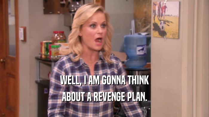 WELL, I AM GONNA THINK ABOUT A REVENGE PLAN. 