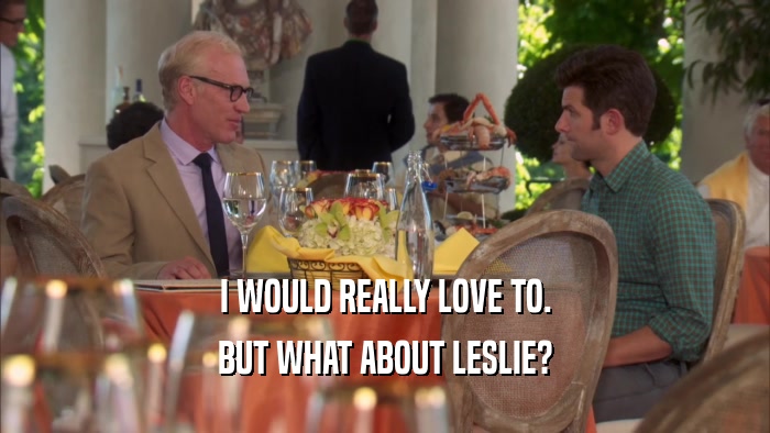 I WOULD REALLY LOVE TO. BUT WHAT ABOUT LESLIE? 