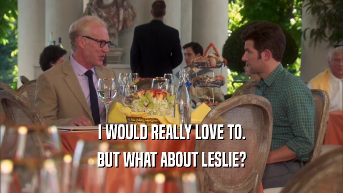 I WOULD REALLY LOVE TO. BUT WHAT ABOUT LESLIE? 