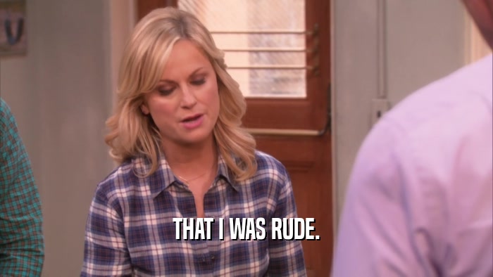 THAT I WAS RUDE.  
