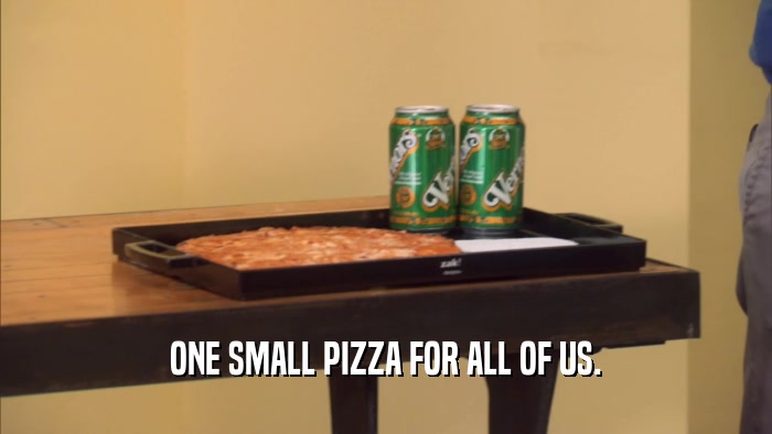 ONE SMALL PIZZA FOR ALL OF US.  