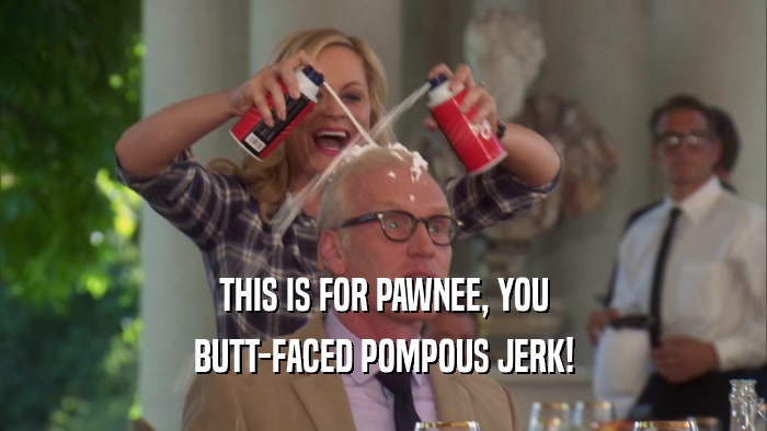 THIS IS FOR PAWNEE, YOU BUTT-FACED POMPOUS JERK! 