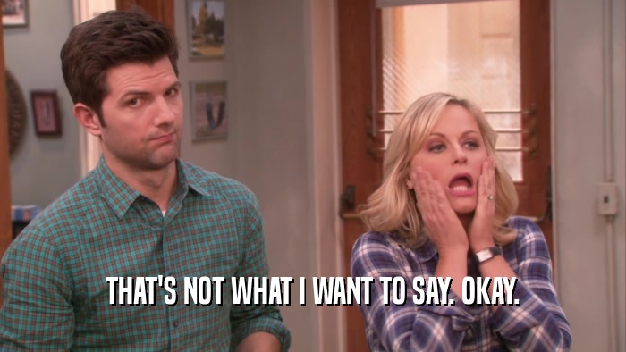 THAT'S NOT WHAT I WANT TO SAY. OKAY.  