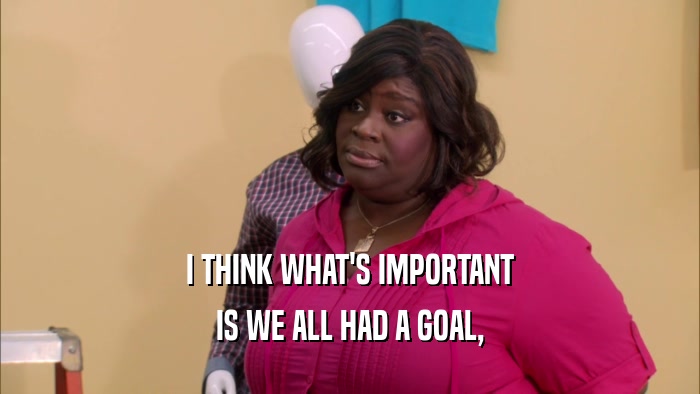 I THINK WHAT'S IMPORTANT IS WE ALL HAD A GOAL, 