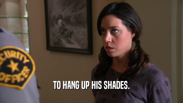 TO HANG UP HIS SHADES.  
