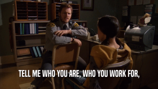 TELL ME WHO YOU ARE, WHO YOU WORK FOR,  