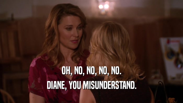 OH, NO, NO, NO, NO. DIANE, YOU MISUNDERSTAND. 