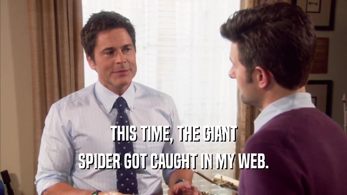 THIS TIME, THE GIANT SPIDER GOT CAUGHT IN MY WEB. 