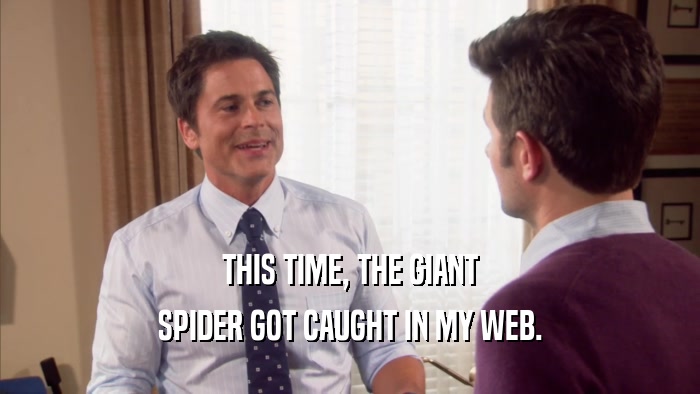 THIS TIME, THE GIANT SPIDER GOT CAUGHT IN MY WEB. 