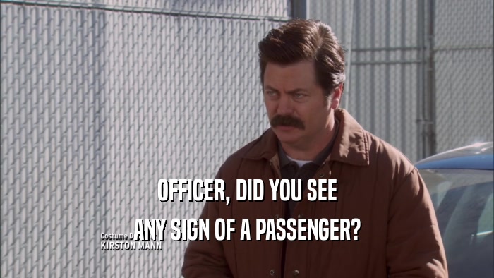 OFFICER, DID YOU SEE
 ANY SIGN OF A PASSENGER?
 