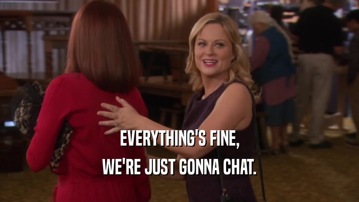 EVERYTHING'S FINE, WE'RE JUST GONNA CHAT. 