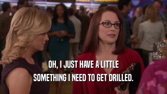 OH, I JUST HAVE A LITTLE SOMETHING I NEED TO GET DRILLED. 