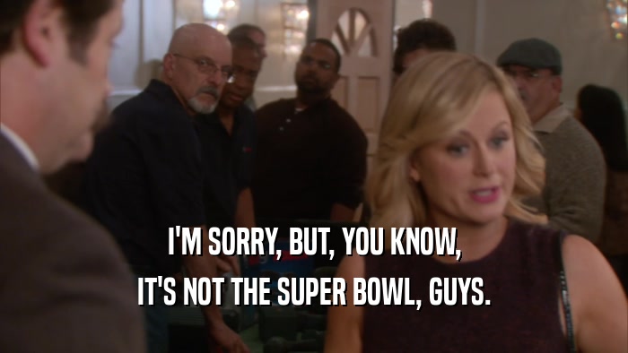 I'M SORRY, BUT, YOU KNOW, IT'S NOT THE SUPER BOWL, GUYS. 