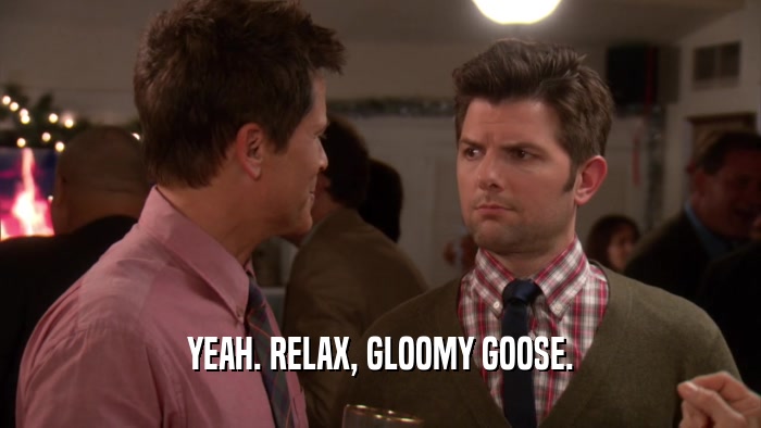YEAH. RELAX, GLOOMY GOOSE.  