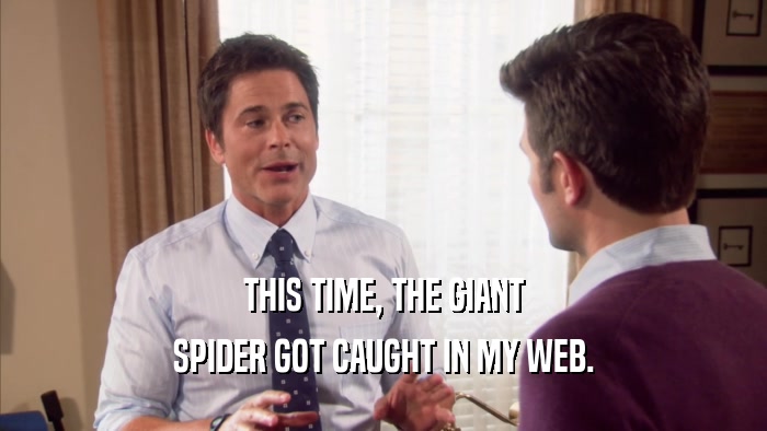 THIS TIME, THE GIANT SPIDER GOT CAUGHT IN MY WEB. 