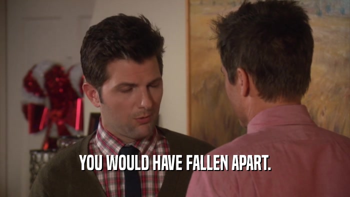 YOU WOULD HAVE FALLEN APART.  