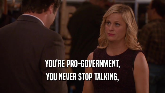 YOU'RE PRO-GOVERNMENT,
 YOU NEVER STOP TALKING,
 