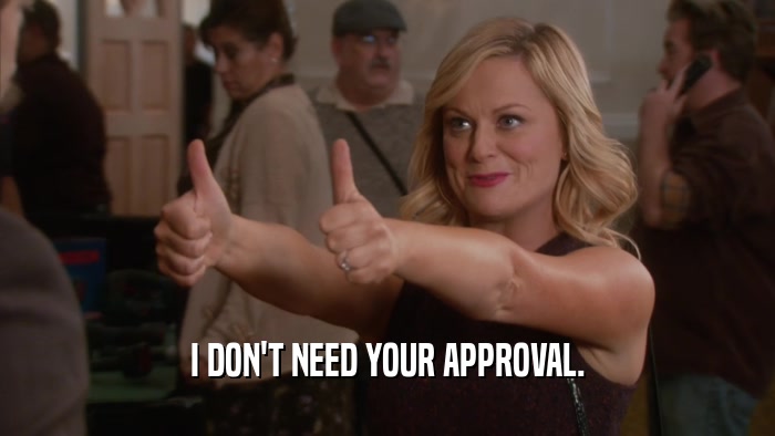 I DON'T NEED YOUR APPROVAL.  