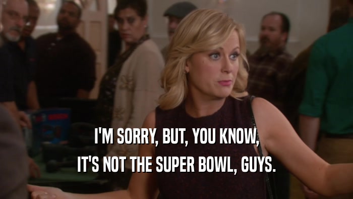 I'M SORRY, BUT, YOU KNOW, IT'S NOT THE SUPER BOWL, GUYS. 