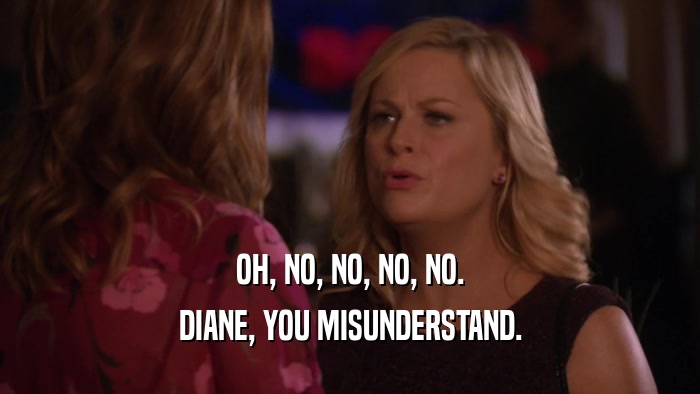 OH, NO, NO, NO, NO. DIANE, YOU MISUNDERSTAND. 