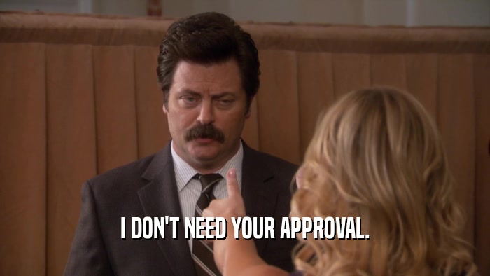 I DON'T NEED YOUR APPROVAL.  