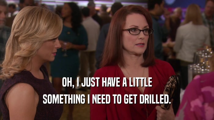 OH, I JUST HAVE A LITTLE SOMETHING I NEED TO GET DRILLED. 