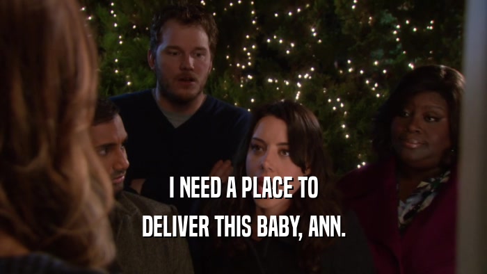 I NEED A PLACE TO DELIVER THIS BABY, ANN. 