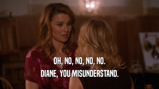 OH, NO, NO, NO, NO. DIANE, YOU MISUNDERSTAND. 