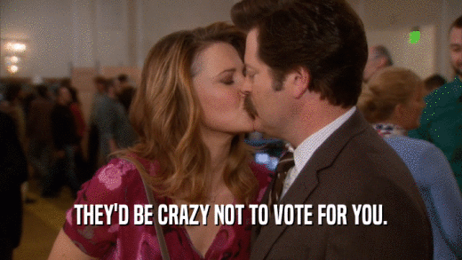 THEY'D BE CRAZY NOT TO VOTE FOR YOU.  